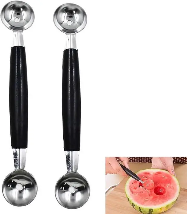 Main image of 2 Pack Melon Baller Scoop,Stainless Steel Double Ended Headed Fruit Ice Cream Ball Spoon,DIY Fruit Platter Ball Tool Scooper for Watermelon/Ice Cream/Fruits/Meatball/Sorbet