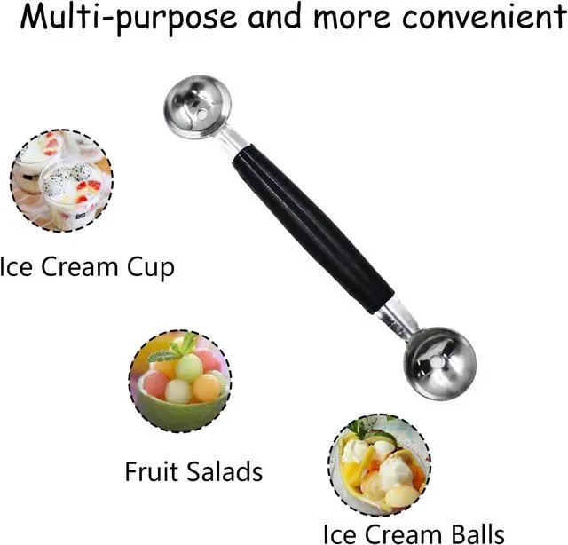 Alt view image 3 of 6 - 2 Pack Melon Baller Scoop,Stainless Steel Double Ended Headed Fruit Ice Cream Ball Spoon,DIY Fruit Platter Ball Tool Scooper for Watermelon/Ice Cream/Fruits/Meatball/Sorbet
