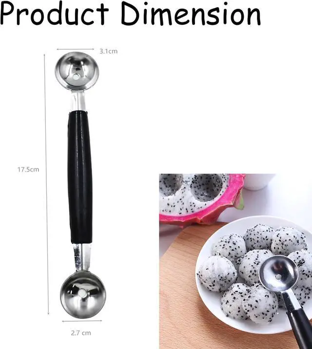 Alt view image 2 of 6 - 2 Pack Melon Baller Scoop,Stainless Steel Double Ended Headed Fruit Ice Cream Ball Spoon,DIY Fruit Platter Ball Tool Scooper for Watermelon/Ice Cream/Fruits/Meatball/Sorbet