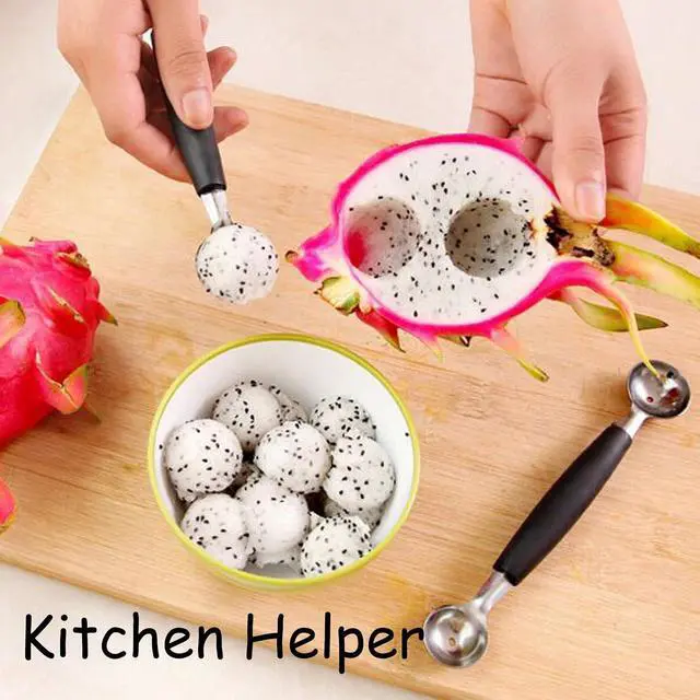 Alt view image 5 of 6 - 2 Pack Melon Baller Scoop,Stainless Steel Double Ended Headed Fruit Ice Cream Ball Spoon,DIY Fruit Platter Ball Tool Scooper for Watermelon/Ice Cream/Fruits/Meatball/Sorbet