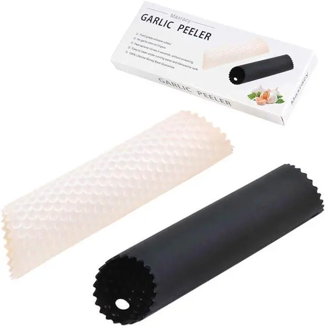 Main image of 2 Set Silicone Garlic Peeler Easy Roller Tube Useful Garlic Odorfree Kitchen Tool (Black,Clear)