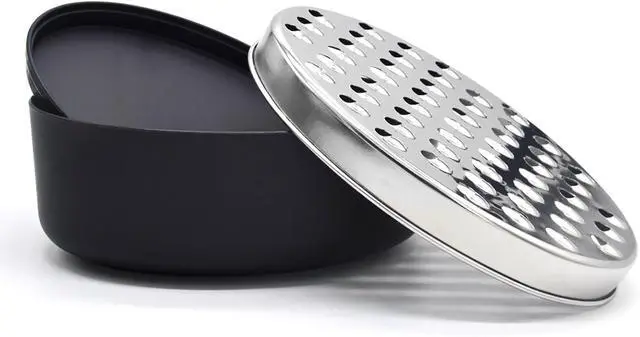 Alt view image 4 of 7 - Stainless Steel Cheese Grater with Airtight Storage Container - Box Grater for Kitchen, Shredder for Parmesan, Cheddar, Vegetables, Chocolate, Nutmeg - Includes Lemon for Citrus, Ginger, Butter