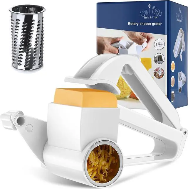 Main image of Boao Rotary Cheese Grater, Manual Handheld Cheese Grater, White, 1 Drum