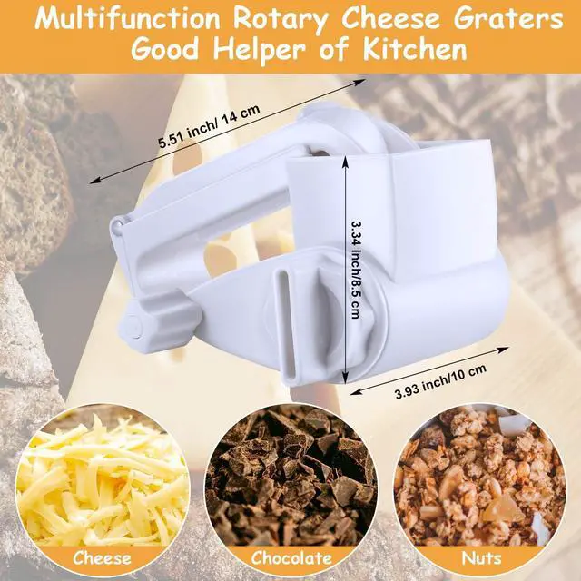 Alt view image 2 of 7 - Boao Rotary Cheese Grater, Manual Handheld Cheese Grater, White, 1 Drum