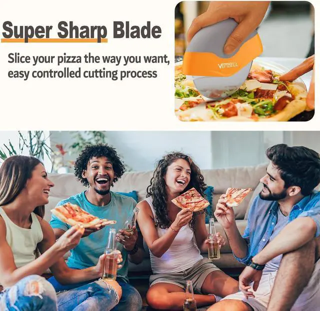 Alt view image 4 of 7 - VENZELL 4.5-Inch Pizza Cutter Wheel Stainless Steel Non-Slip Grip Orange