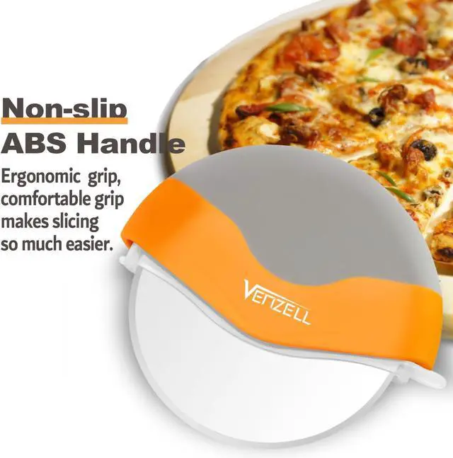 Alt view image 5 of 7 - VENZELL 4.5-Inch Pizza Cutter Wheel Stainless Steel Non-Slip Grip Orange
