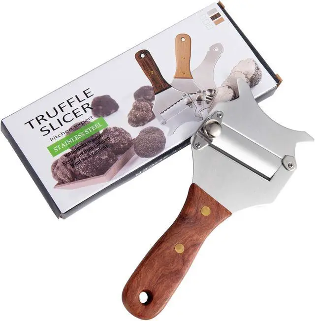 Alt view image 2 of 7 - IMEEA Truffle Slicer Shaver Stainless Steel Chocolate Cheese Shaver Grater Curler with Adjustable Smooth Blade and Wood Handle