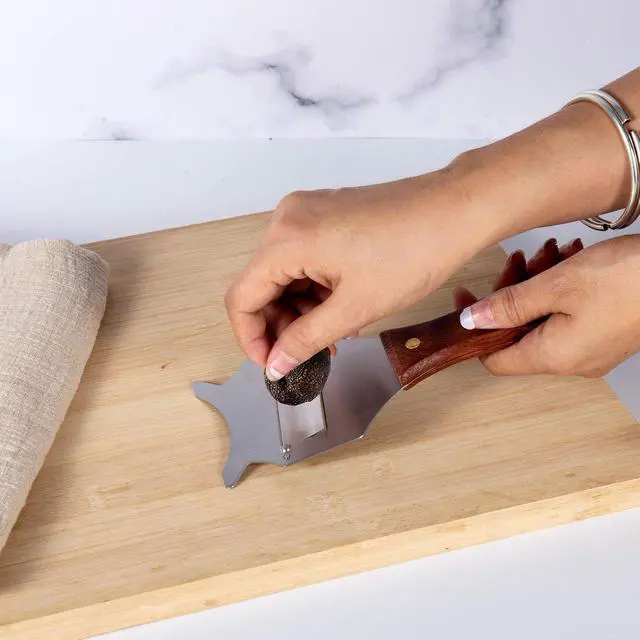 Alt view image 3 of 7 - IMEEA Truffle Slicer Shaver Stainless Steel Chocolate Cheese Shaver Grater Curler with Adjustable Smooth Blade and Wood Handle