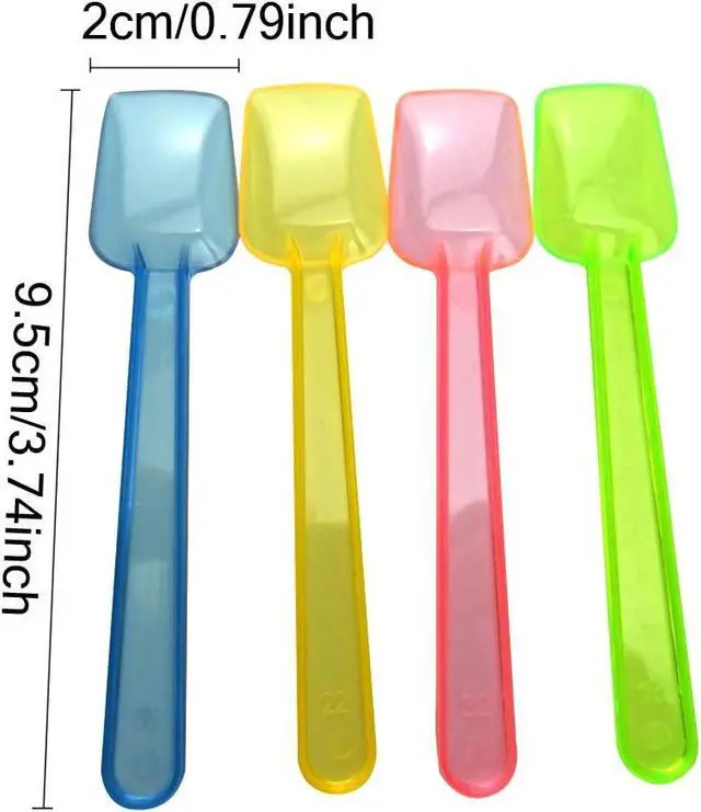 Alt view image 2 of 6 - Honbay 100PCS Assorted Color 3.74 Inch Mini Plastic Shovel Spoons Perfect For Sampling Tasting or Taste Testing Frozen Desserts Ice Cream Cereal Yogurt Cake Pie or any Food You Desire