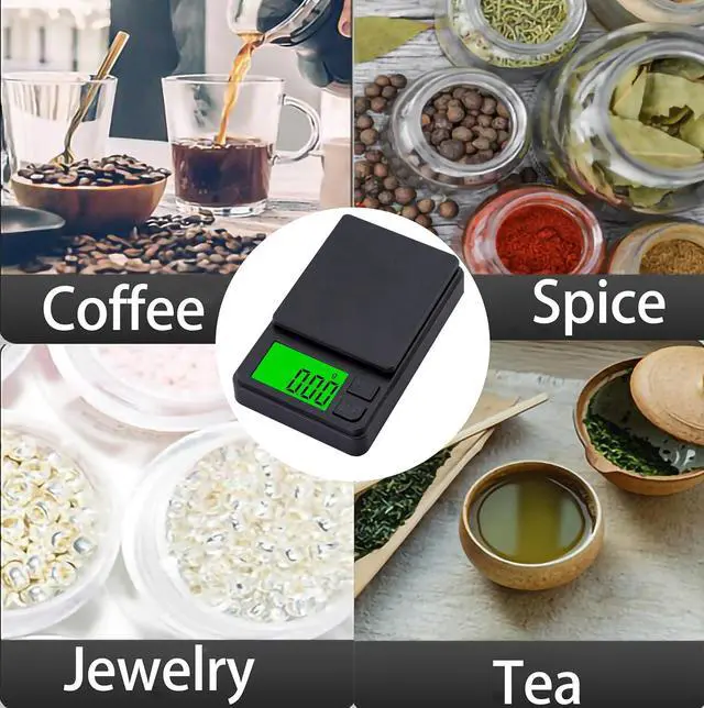 Alt view image 3 of 7 - Digital Pocket Scale 1000g x 0.01g Weigh Gram Scale, Mini Scale, Digital Grams Scale, Food Scale, Jewelry Scale, Kitchen Scale with Backlit LCD, 7 Units Tare, Battery Included, Black