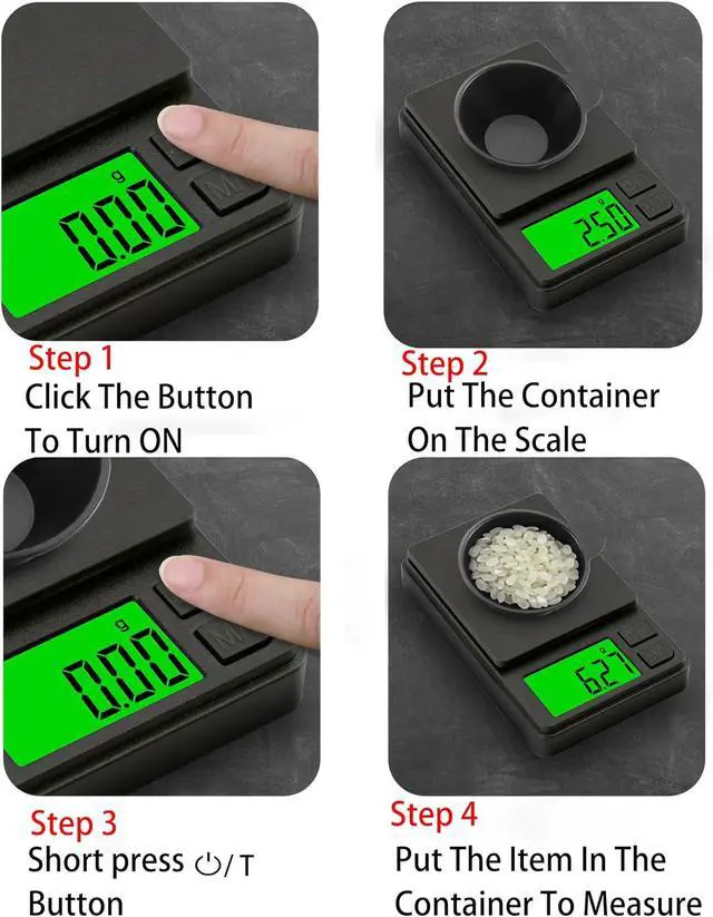 Alt view image 6 of 7 - Digital Pocket Scale 1000g x 0.01g Weigh Gram Scale, Mini Scale, Digital Grams Scale, Food Scale, Jewelry Scale, Kitchen Scale with Backlit LCD, 7 Units Tare, Battery Included, Black