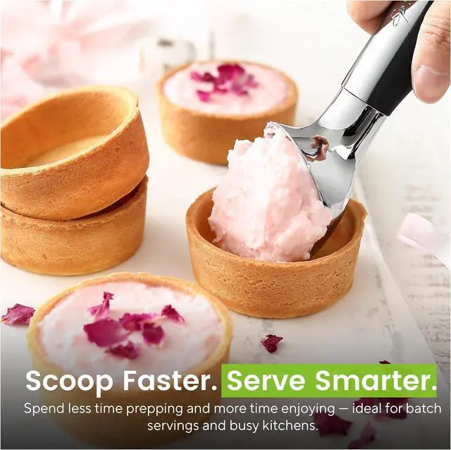 Alt view image 7 of 7 - Spring Chef Heavy Duty Metal Ice Cream Scoop with Soft Grip Handle, Black