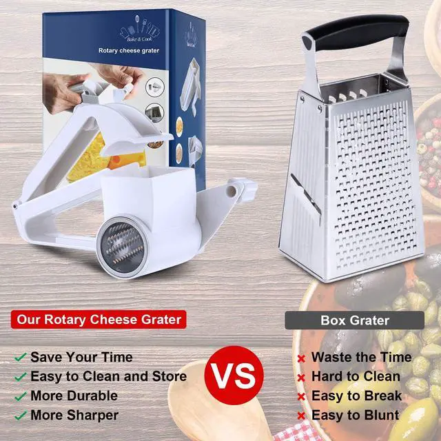 Alt view image 6 of 7 - Boao Rotary Cheese Grater, Manual Handheld Cheese Grater, White, 1 Drum
