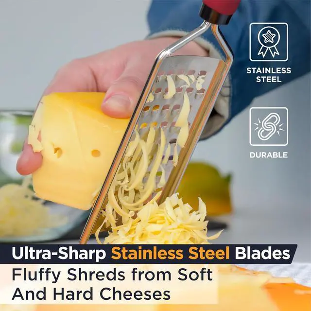 Alt view image 3 of 7 - Deiss PRO Coarse Grater & Hand Held Cheese Grater - Sharp Stainless Steel Blades, Non-Slip Handle, Small Cheese Grater for Kitchen, Shredder, Dishwasher Safe