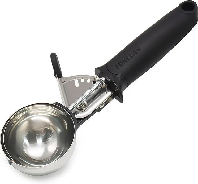 Main image of Heavy Duty Ice Cream Scoop, 18/8 Stainless Steel Cookie Scoop for Baking, Kitchen Scooper for Food - Dishwasher Safe, Black