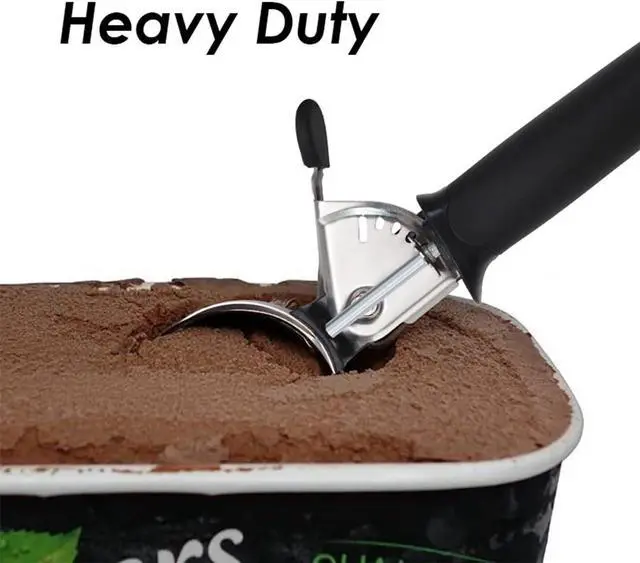Alt view image 4 of 5 - Heavy Duty Ice Cream Scoop, 18/8 Stainless Steel Cookie Scoop for Baking, Kitchen Scooper for Food - Dishwasher Safe, Black