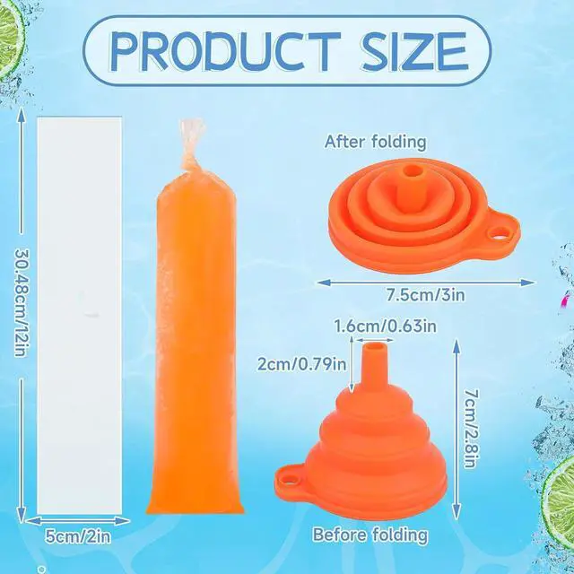 Alt view image 2 of 7 - FEBSNOW 160Pcs Ice Lolly Bags Disposable Ice Popsicle Mold Bag with Funnel