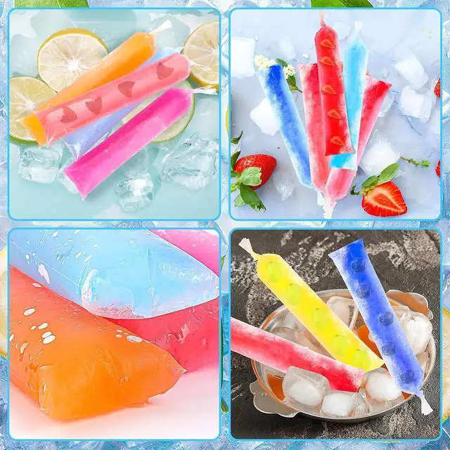 Alt view image 7 of 7 - FEBSNOW 160Pcs Ice Lolly Bags Disposable Ice Popsicle Mold Bag with Funnel