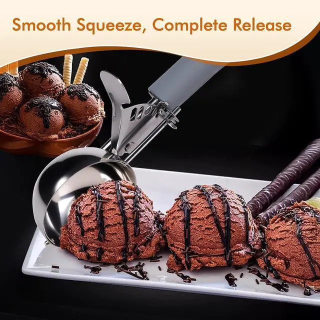 Alt view image 6 of 7 - Fayomir 4 OZ Scoop, #8 Disher, Large Ice Cream Scoop with Trigger, Muffin Scoop, Large Cookie Scoops for Baking, Grey Handle, With Trigger for Portion Control