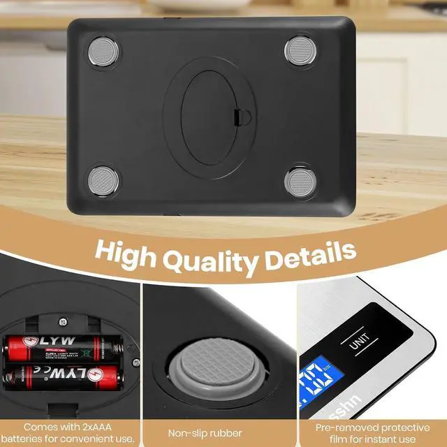 Alt view image 6 of 7 - Food Scale, 11lb Kitchen Scale with 0.05oz/1g Precision, 6 Units Tare Function & LCD Display, Stainless Steel Digital Scale for Baking, Cooking, Meal Prep - Kitchen Gadgets & Gifts, Home Essentials