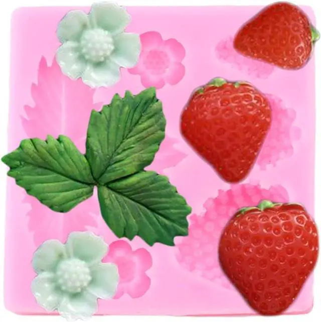 Main image of 1 Pc 3D Strawberry and Flowers Silicone Mold for DIY Chocolate Gum Paste Handmade Ice Cream Crystal Cupcake Cake Topper Decor Ice Cube Candy Jelly Shots Fondant Mold Pudding Soap Mould Desserts