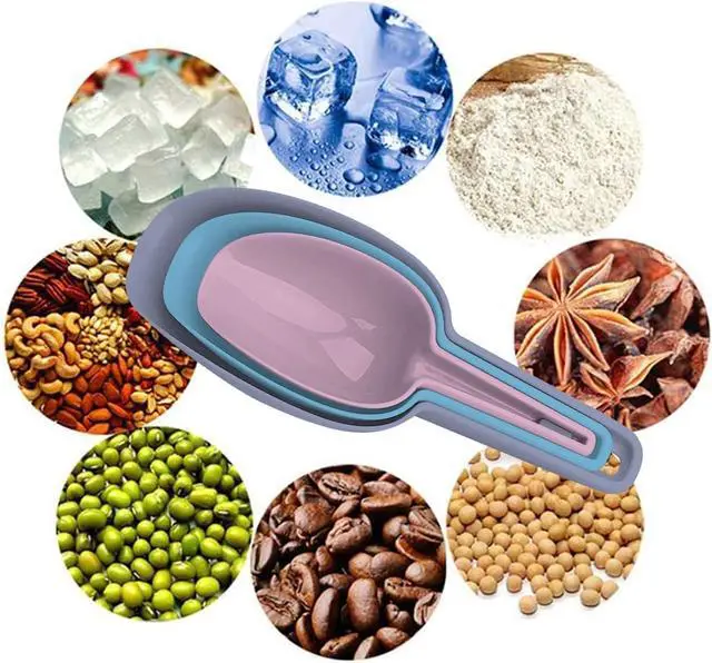 Alt view image 2 of 7 - 3 in 1Ice Scoop Set, Multi Purpose Plastic Kitchen Scoops Canisters, Ice Scooper for Freezer, Rice, Canisters, Flour, Dry Foods, Candy, Pop Corn, Coffee Beans and Pet Food