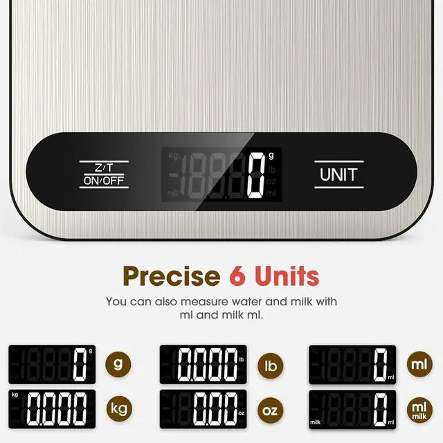Alt view image 2 of 7 - Mik-Nana Food Scale, 22lb Digital Kitchen Scale with 6 Units Tare Function
