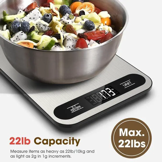 Alt view image 4 of 7 - Mik-Nana Food Scale, 22lb Digital Kitchen Scale with 6 Units Tare Function