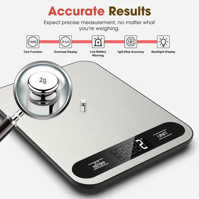 Alt view image 5 of 7 - Mik-Nana Food Scale, 22lb Digital Kitchen Scale with 6 Units Tare Function