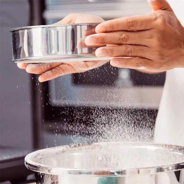 Alt view image 6 of 7 - Flour Sifter Stainless Steel Round Flour Sieve 6 Inch 60 Mesh Fine Mesh Strainers for Baking Cake Bread