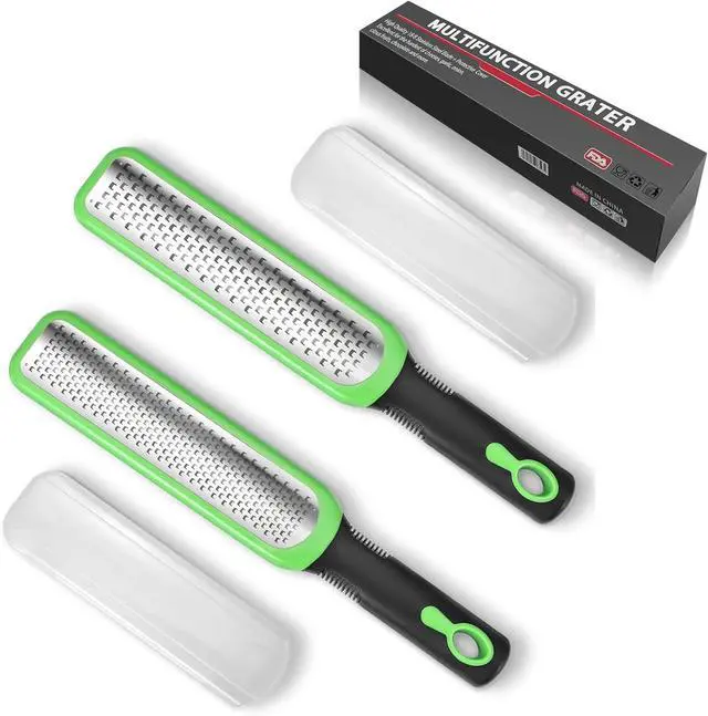 Main image of Zester Grater Set of 2, Cheese Grater for Kitchen Lemon Zester Tool Garlic Grater Ginger Grater, Kitchenaid Food Grater with Handle Handheld, Sharp Stainless Steel Blade with Protective Cover