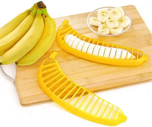Alt view image 4 of 5 - Banana Slicer-perfect for fruit salads Generic Handle Plastic Banana Fruit Slicer Cutter Chopper