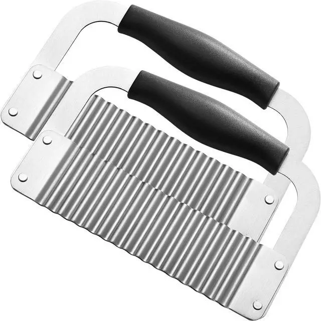 Main image of 2 Pcs Crinkle Cutter Stainless Steel Potato Slicer Wavy Chopping Veggies