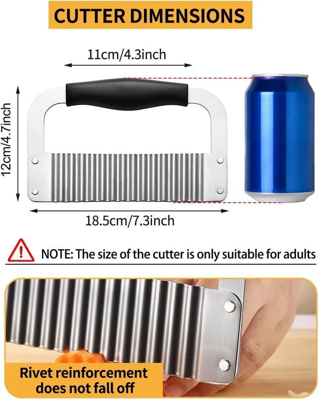 Alt view image 2 of 7 - 2 Pcs Crinkle Cutter Stainless Steel Potato Slicer Wavy Chopping Veggies