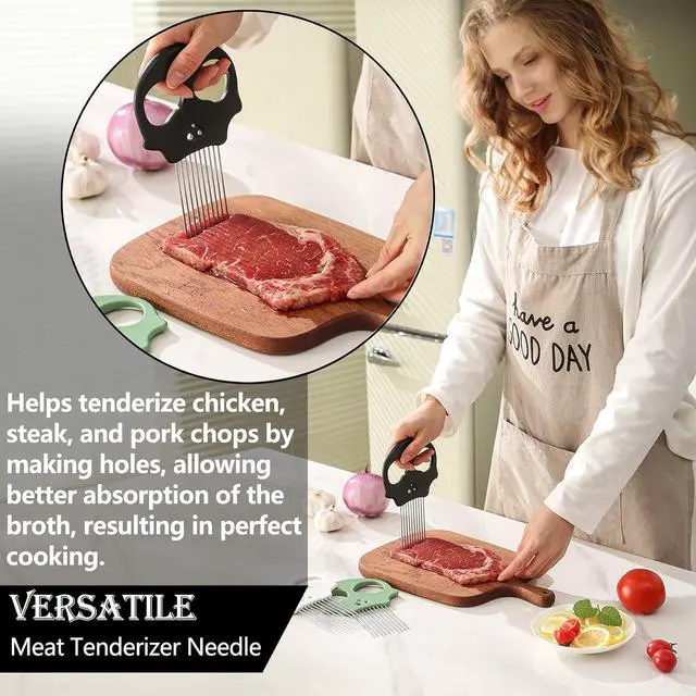 Alt view image 3 of 6 - Stainless Steel Onion Cutter & Egg Slicer Multi-Function Vegetable Cutter and Herb Stripper for Avocados, Tomatoes, and Potatoes (Green)