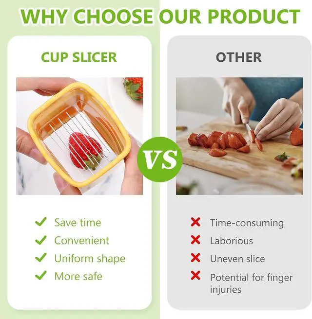 Alt view image 2 of 4 - DASZERX® 3PCS Cup Fruit Slicer Set - Quick & Easy Strawberry, Banana, Egg, Mushroom & Salad Cutter - Portable Kitchen Gadget for Perfect Slices - Speedy & Efficient Slicing for Every Meal