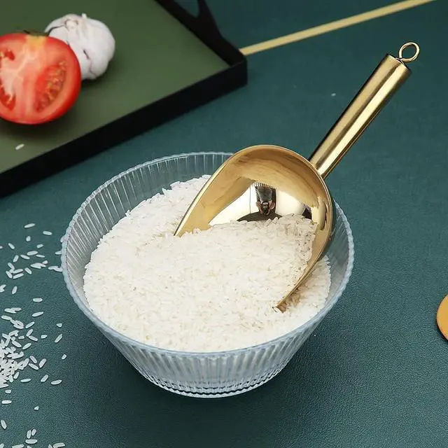 Alt view image 4 of 7 - Gold Ice Scoop, Fashion Ice Cream Scoop, Premium Stainless Steel Cookie Scoop, Dog Food Scoop, Sturdy Flour Scoop, Utility Candy Scoop, Dishwasher Safe (8oz/9 Inch)