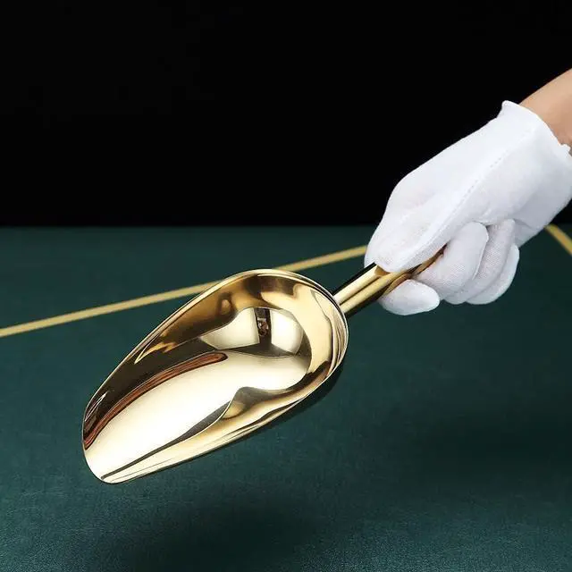 Alt view image 5 of 7 - Gold Ice Scoop, Fashion Ice Cream Scoop, Premium Stainless Steel Cookie Scoop, Dog Food Scoop, Sturdy Flour Scoop, Utility Candy Scoop, Dishwasher Safe (8oz/9 Inch)