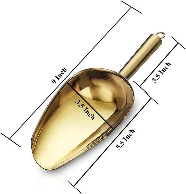 Alt view image 6 of 7 - Gold Ice Scoop, Fashion Ice Cream Scoop, Premium Stainless Steel Cookie Scoop, Dog Food Scoop, Sturdy Flour Scoop, Utility Candy Scoop, Dishwasher Safe (8oz/9 Inch)