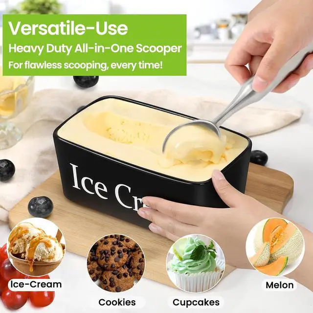Alt view image 6 of 7 - CUNSENR Stainless Steel Ice Cream Scoop - Heavy Duty Ice Cream Scooper with Ergonomic Handle - One-Piece Metal Ice Cream Spoon for Gelato, Sorbet, Cookies - Durable, Easy to Use & Dishwasher Safe
