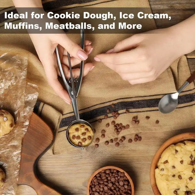 Alt view image 2 of 7 - Cookie Scoop,Set of 3 Cookie Dough Scoops for Baking 1 Tbsp,2 Tbsp,3 Tbsp,Stainless Steel Ice Cream Scooper with Trigger Release for Cupcake,Ice Cream,Muffin,Meatball,Melonball