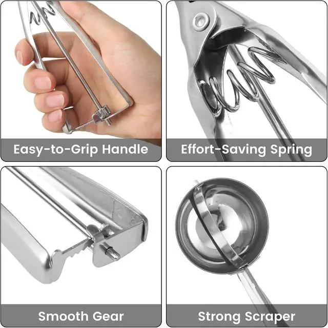 Alt view image 5 of 7 - Cookie Scoop,Set of 3 Cookie Dough Scoops for Baking 1 Tbsp,2 Tbsp,3 Tbsp,Stainless Steel Ice Cream Scooper with Trigger Release for Cupcake,Ice Cream,Muffin,Meatball,Melonball