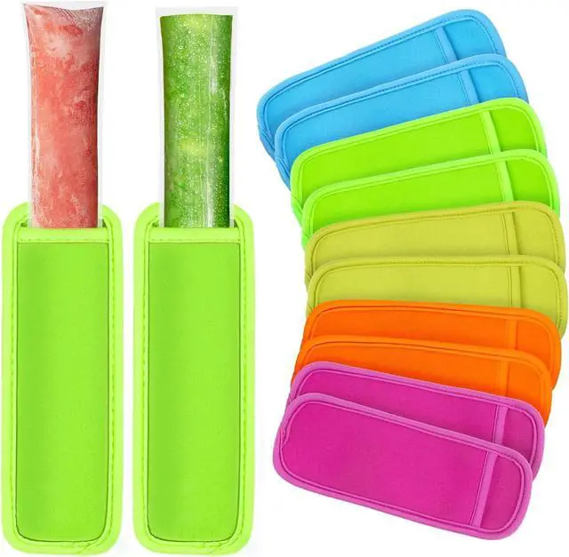 Main image of MAQIHAN Popsicle Holders for Kids - Reusable Ice Pop Sleeves Colorful 10 PC