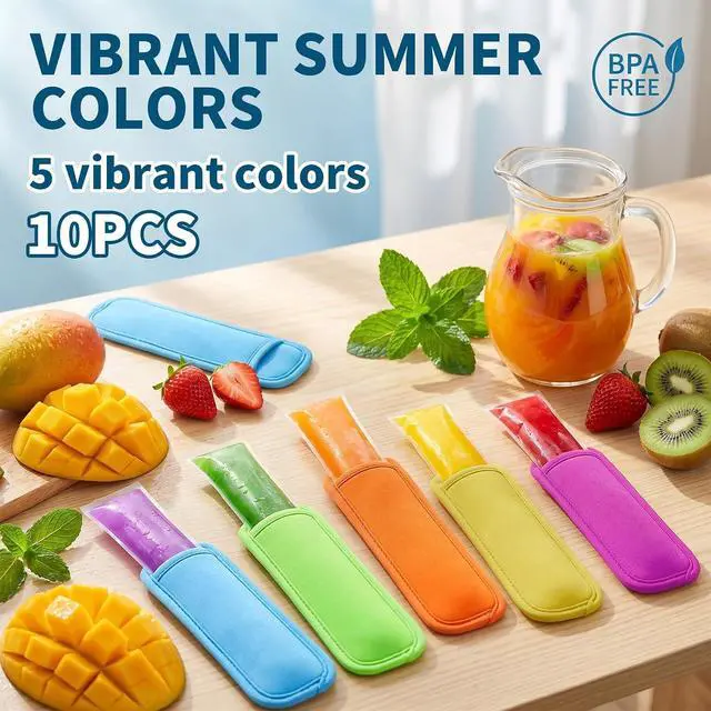 Alt view image 2 of 7 - MAQIHAN Popsicle Holders for Kids - Reusable Ice Pop Sleeves Colorful 10 PC