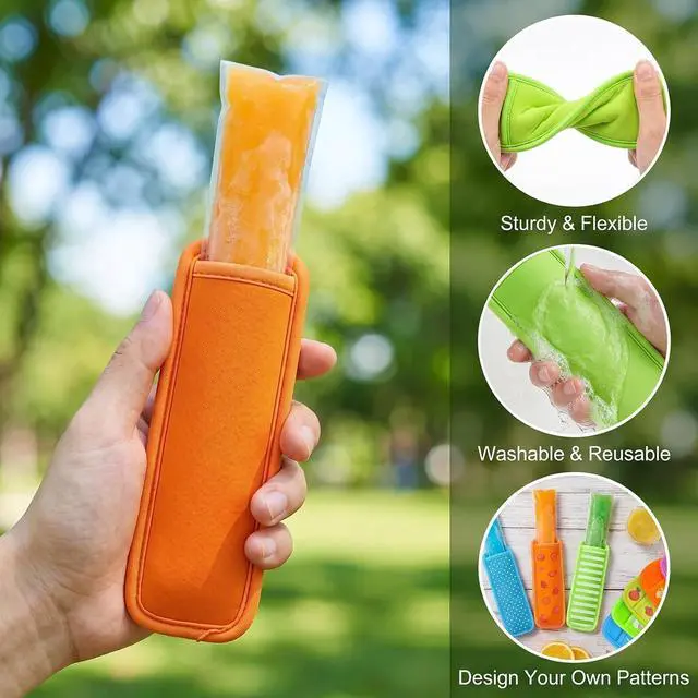 Alt view image 5 of 7 - MAQIHAN Popsicle Holders for Kids - Reusable Ice Pop Sleeves Colorful 10 PC
