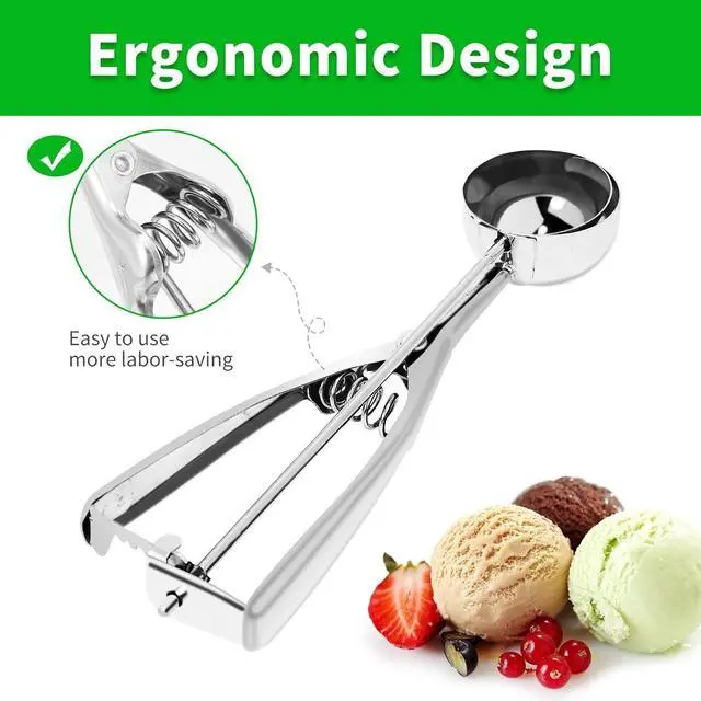 Alt view image 4 of 7 - 3PCS Ice Cream Scoop,Premium cookie scoop set,Small/Medium/Large stainless steel Scoops,Professional Ice cream Scooper with Trigger Release for Baking, Cookie, Fruit and Ice Cream by AOULELA