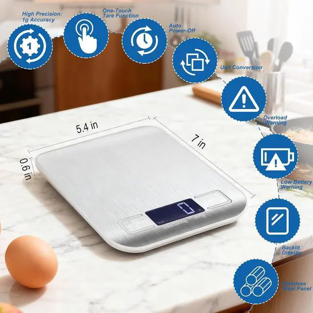 Alt view image 2 of 7 - Food Scale, Digital Kitchen Scale for Kitchen 1g Precision, 11lb