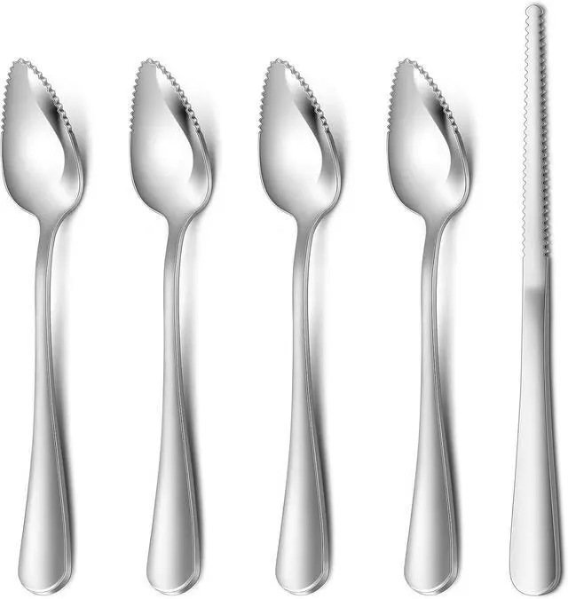 Main image of Hiware 4-piece Grapefruit Spoons and Grapefruit Knife, 18/8 Stainless Steel