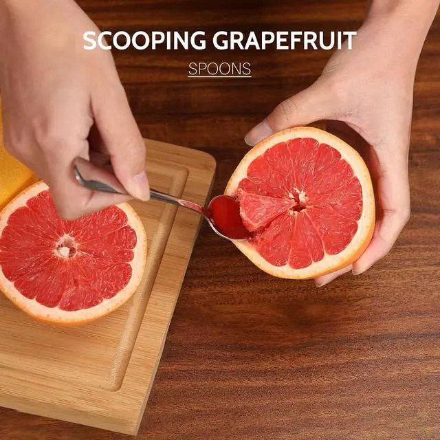 Alt view image 3 of 7 - Hiware 4-piece Grapefruit Spoons and Grapefruit Knife, 18/8 Stainless Steel