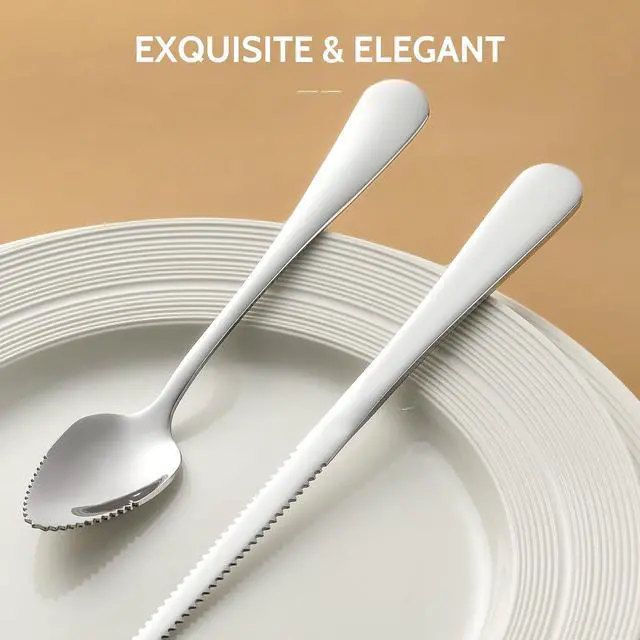 Alt view image 6 of 7 - Hiware 4-piece Grapefruit Spoons and Grapefruit Knife, 18/8 Stainless Steel